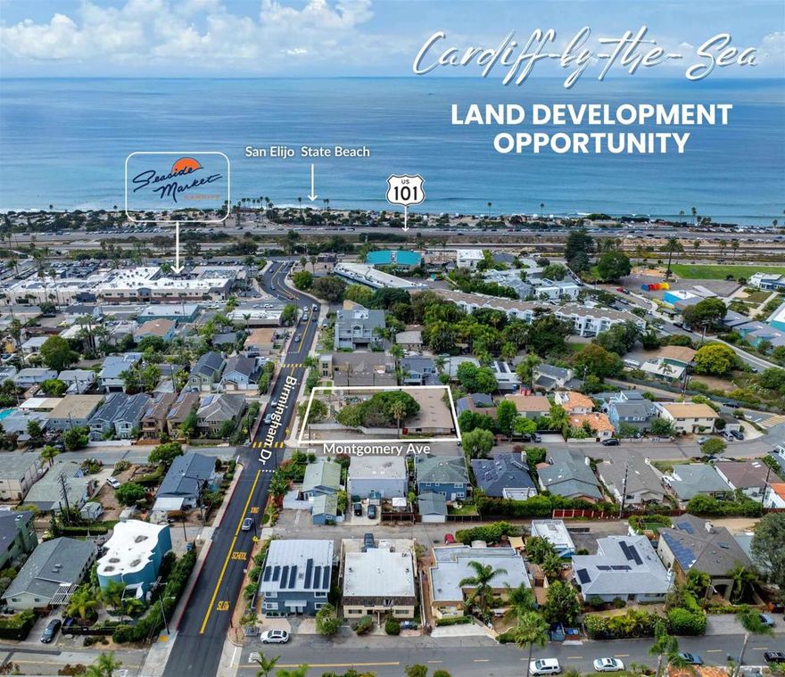 We are pleased to present 240 Birmingham Drive, a rare coastal development opportunity located in the heart of Cardiff-by-the-Sea, one of North County San Diego’s most sought-after communities. Situated on three parcels equaling ±12,208 square feet (0.28 acres), the property is currently improved with The Learning Tree Preschool, generating income while entitlements or redevelopment plans are pursued.  Zoned C-R11, the site offers a wide range of residential development possibilities, including detached and attached single-family or multi-family housing. The zoning permits up to 11 dwelling units per net acre, with development standards allowing for a 40% maximum lot coverage, a floor area ratio of 0.6 (or 0.51 depending on lot configuration), and building height limits of 22 feet for flat roofs and 26 feet for pitched roofs.  Ideally positioned just blocks from the beach, 240 Birmingham Drive provides an exceptional opportunity to deliver new housing in a walkable, amenity-rich setting. Cardiff-by-the-Sea is renowned for its laid-back surf culture, strong community identity, and coastal accessibility. Residents enjoy world-class beaches, scenic trails, boutique shopping, local dining, and top-rated schools—all within minutes. This unique combination of existing income, flexible zoning, and premier location makes 240 Birmingham Drive a standout development opportunity along San Diego’s North County coast.