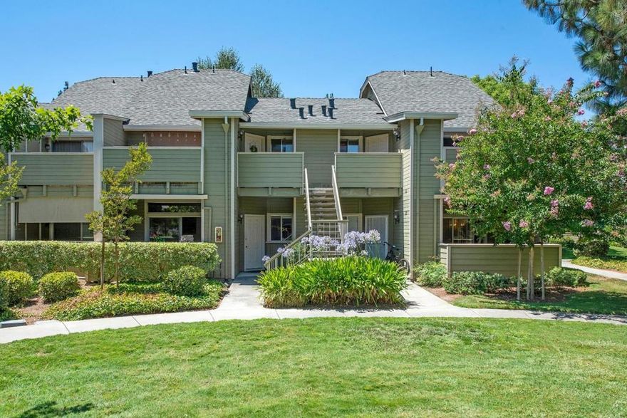 Beautiful residence in the serene & privately gated New Horizon community on the edge of Almaden, Cambrian & Willow Glen.  This warm & inviting home offers two large bedrooms (one master), two full baths, open floor concept with a spacious, light & bright living room, dining area, wood floors & recessed lighting. Upgraded gourmet kitchen offers refinished cabinets and stainless steel appliances to include cooktop/oven, refrigerator, microwave & dishwasher. Exquisite other features & amenities include fresh interior paint, central HVAC, indoor laundry with washer & dryer, large outdoor private patio overlooking the lush green garden & manicured landscaping, large storage cabinet, designated parking & ample guest parking spaces. Low HOA fee covers the use of a sparkling outdoor swimming pool & jacuzzi, and so much more. Close proximity to Caltrain, VTA Light Rail, and minutes from the highly desirable Downtown Willow Glen with top notch restaurants, coffee shops, parks and entertainment.