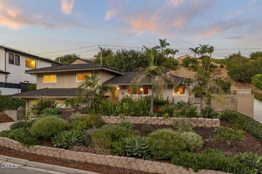 Rare opportunity! This exceptional 4-bedroom, 3-bathroom split-level home offers 2,500+ sq ft on nearly 0.5 acres in prestigious Ondulando. Entry level features gourmet kitchen with island, open-concept living/dining with peek-a-boo ocean views and upgraded solar system. Ground level includes 2-car garage, oversized bedroom with full bath, wet bar, and direct backyard access with built-in BBQ. Upper level features 3 bedrooms including primary suite with en-suite bath.Premium amenities include solar with battery backup, wood-burning fireplace, and expansive backyard with stunning ocean views from upper property. Optional membership to exclusive Ondulando Club (0.25 miles) with pool, spa, clubhouse, tennis, pickleball, and basketball courts. Move-in ready with modern updates in sought-after Ventura foothills location. Perfect for entertaining, multi-generational living, or investment opportunity.