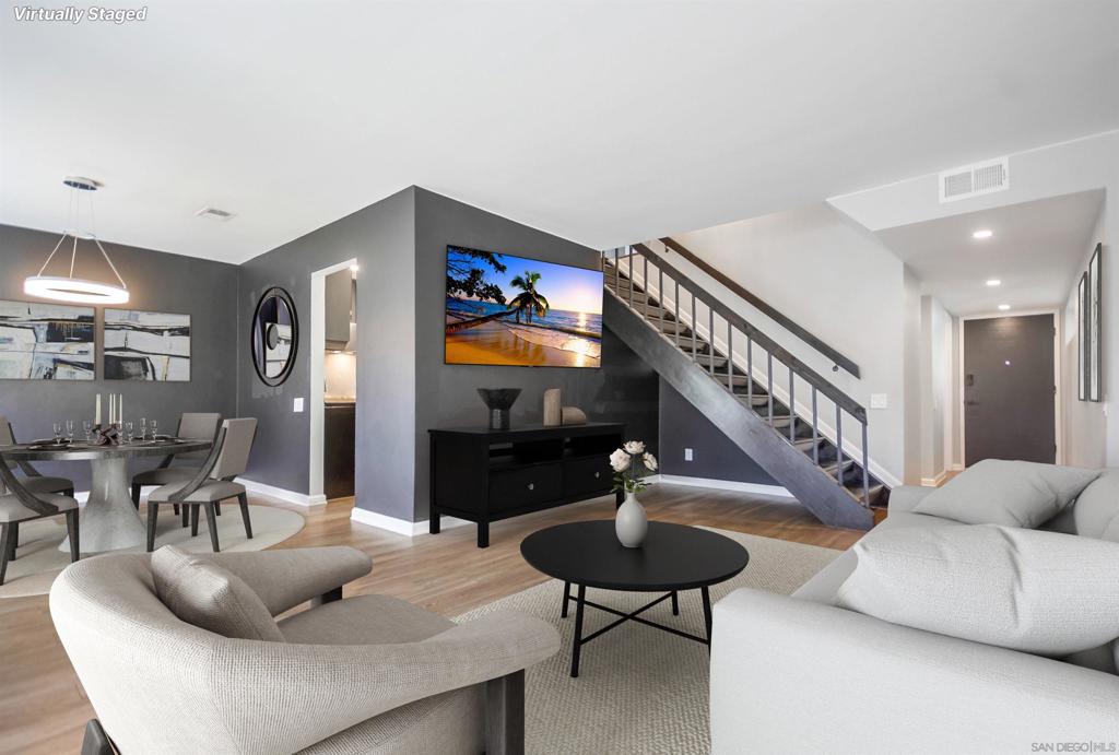 Welcome to the highly sought after neighborhood The Grove, nestled in Scripps Ranch between some gorgeous eucalyptus trees. This bright end unit location with no one above or below. This 2-story townhome has been updated with new windows. The primary suite is extra spacious due to 4th bdrm wall removed, creating an added bonus room/retreat. It can easily be converted back to a 4th bdrm. Inside full-sized laundry closet for convenience. Large, finished 2-car garage. Both the front and back decks are made of trex-like material. Newer HVAC system, and stainless steel refrigerator is 1yr new.