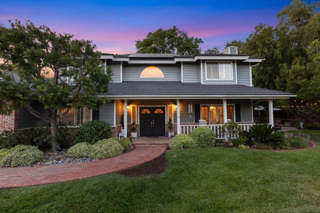 Tucked at the end of a quiet cul-de-sac, this one-of-a-kind 4 bedroom, 3-bath custom home offers panoramic privacy on 1.16 acres surrounded by lush, mature foliage. A long private drive leads to enchanting views, vibrant landscaping, and fruit trees including peach, apricot, lemon, lime, grapefruit, orange, tangerine, avocado, and plum. Interior features include soaring ceilings, tile and laminate wood flooring, and plantation shutters. The gourmet island kitchen is complete with granite counters, stainless steel appliances, and a breakfast nook overlooking the greenery. The spacious master suite is highlighted by captivating mountain views, a spa-like bath, and a custom walk-in closet. There are numerous outdoor entertainment opportunities including the beautiful and private heated pool. Enjoy a fully owned solar system and three car garage. A charming tiny home on the property is available for purchase. There are endless possibilities for this serene piece of Vista paradise; a rare private retreat blending natural beauty with timeless style. This is a must-see property! Tucked at the end of a quiet cul-de-sac, this one-of-a-kind 4 bedroom, 3-bath custom home offers panoramic privacy on 1.16 acres surrounded by lush, mature foliage. A long private drive leads to enchanting views, vibrant landscaping, and fruit trees including peach, apricot, lemon, lime, grapefruit, orange, tangerine, avocado, and plum. Interior features include soaring ceilings, tile and laminate wood flooring, and plantation shutters. The gourmet island kitchen is complete with granite counters, stainless steel appliances, and a breakfast nook overlooking the greenery. The spacious master suite is highlighted by captivating mountain views, a spa-like bath, and a custom walk-in closet. There are numerous outdoor entertainment opportunities including the beautiful and private heated pool. Enjoy a fully owned solar system and three car garage. A charming tiny home on the property is available for purchase. There are endless possibilities for this serene piece of Vista paradise; a rare private retreat blending natural beauty with timeless style. This is a must-see property!