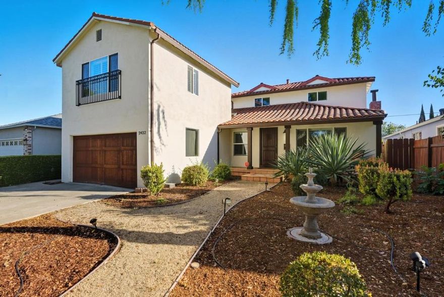Welcome to 2432 Homewood Dr, an exquisite 5-bedroom, 3-bath Mediterranean-style home boasting 2,528 sq ft on a generous 6,968 sq ft lot. The thoughtful open layout features elegant hardwood flooring and plantation shutters, filling each room with natural light. The gourmet kitchen is equipped with custom cabinetry, granite counters, stainless appliances, and an island with wine storage. The homes expansive family room has newer laminate floors, plantation shutters, and seamless access to the backyard deck perfect for entertaining or relaxing indoors and out. Retreat to a bright master suite with plush carpet, ample closet space, and a luxurious bath featuring marble-topped vanity and modern finishes. Additional highlights include spacious dining and sitting areas, recessed lighting, modern barn doors, and plenty of storage. The home enjoys a premier Silicon Valley location just minutes from Santana Row, Valley Fair, and top tech employers, including Apple headquarters less than 10 minutes away.