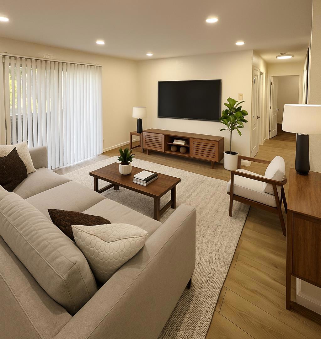 Welcome to this stunning, recently remodeled starter 2 bedroom,1.5 bath home, where modern touches meet convenience! This charming light-filled condo is perfect for your starter home with new paint, recessed lights, and laminate floors, making it low-maintenance and the open dining area and family room create a welcoming space for relaxing or entertaining guests. Step into the functional kitchen, featuring beautiful countertops and cabinets, and stainless-steel appliances perfect for creating gourmet meals anytime you desire. Both spacious bedrooms are perfect for families with small kids or parents. With a fantastic community full of amenities including pool and gym, and an unbeatable location, top Fremont schools, this condo offers an incredible opportunity to step into homeownership without compromise. Do not miss out on this must-see home, schedule a tour today and make it yours! Attractive seller financing is available upon request!