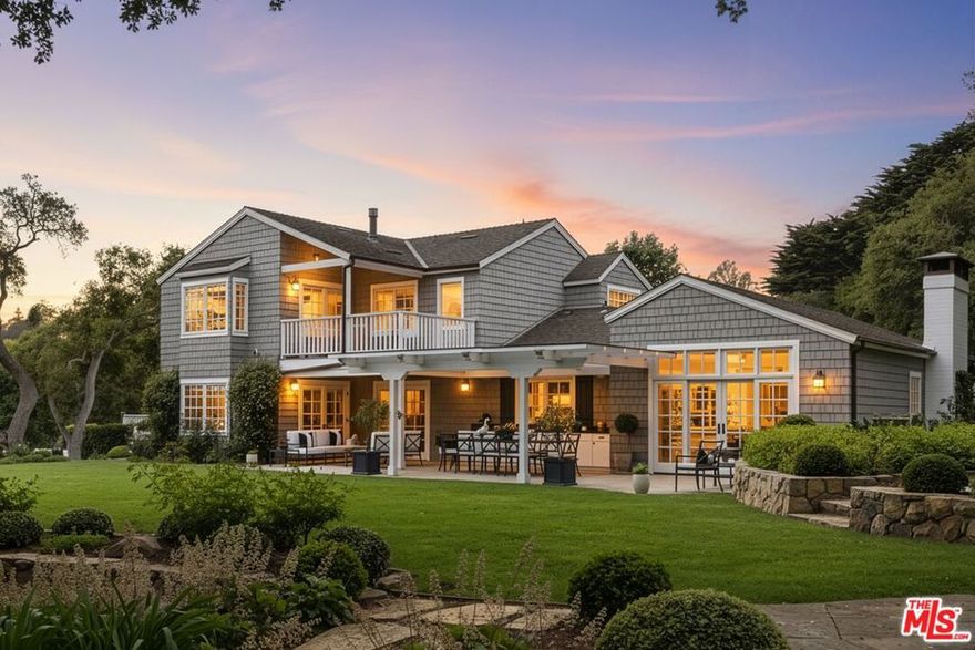 Step into a sanctuary of elegant comfort and charming design in this beautifully renovated home! Boasting more than 4,000 square feet of living space, nearly every surface of this welcoming Cape Cod-style estate has been lovingly updated  offering a getaway that is posh & private, yet centrally located between the Upper and Lower Villages of Montecito.Past the stately gated entrance & spacious motor court, the home is enveloped by lush and meticulous landscaping  a manicured masterpiece created by landscape designer Isa Bird. Inside the home, a spacious floor plan is highlighted by abundant natural light and an easy indoor-outdoor flow, maximizing enjoyment of the home's verdant surroundings.The living and dining areas feature vaulted ceilings, wide-plank oak flooring, and a cozy fireplace. The pristine and expansive kitchen makes entertaining a delight with its abundant counter space, top-of-the-line appliances, temperature-controlled wine storage, and a breakfast area leading to the outdoor patio & barbecue area. An adjacent custom bar area and family room offers a quiet place to unwind in comfort & style. Completing the generous accommodations of the main level are an en suite bedroom or home office, laundry facilities, and an attached 3-car garage.Upstairs, a luxurious primary bedroom suite offers an alluring oasis  complete with dual walk-in closets, a sitting area, a gas fireplace, a spacious bathroom suite, and a private balcony overlooking the beautiful backyard. Two additional bedrooms on the upper level share a hall bath, and each feature walk-in closets with custom storage and shelving.Sprawling across nearly a full acre, the park-like grounds host numerous areas to play & entertain. An array of outdoor amenities include lush lawns, a bocce court, gas fire pit, raised vegetable beds, mature oaks, stone terracing, a bubbling fountain, and a private well with a 5,000-gallon tank. The property also holds ample room for an ADU, and available plans offer exciting flexibility and potential. Located within the desirable Cold Spring school district, this exceptional property is a rare find  a pleasing combination of premium renovations, secluded space, and perfect proximity to the best of Montecito and Santa Barbara.