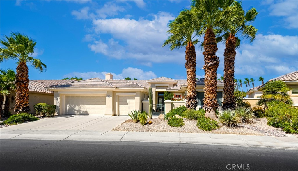 Sun City Palm Desert. Monaco Estate Model with Extended Rooms. If you are looking for AMAZING VIEWS and a GREAT LOCATION, this home is for you! This beautiful home sits on the 7th fairway of the San Gorgonio Golf course with South/South West views of the San Jacinto Mountains. When entering the large, leaded glass, double front doors, the Monaco floor plan opens up to 12 ft ceilings. Be prepared to stop in your tracks looking out through the large windows and glass sliding doors to AMAZING summer sunsets and white snow capped mountains in the winters. The water feature centered in the back patio is also a beautiful focal point that adds soothing sounds and another visual element to the outdoor space. The Primary bedroom was built with the extended package which provides a larger bedroom. The Primary bathroom has double sinks with a built in vanity, soaking tub, walk in shower, and a large walk in closet with mirrored doors. The second bedroom is also extended in size, has mirrored closet doors, french doors that open to the front court yard and fountain. The en-suite bathroom features a shower and bathtub. The third bedroom, which can also be used as an office, is attached to a guest bathroom with walk in shower. The kitchen has granite countertops, up-graded wood cabinets with pullout shelving for easy access, pantry, a large island and ample storage . There is a skylight that provides natural lighting. The open floor plan in the kitchen area has a cozy family room with a fireplace and breakfast nook that looks out to the beautiful views. The large laundry room comes with washer/dryer and has several cabinets, great for storage. The 2 car garage has walls with storage racks and is also extended in size. There is a 3rd attached garage for golf cart parking. New air conditioning units were installed in 2020. Enjoy all that Sun City has to offer: Two 18 Hole Championship Golf Courses, 18 hole Putting Course, three Club Houses, Tennis, Indoor and Outdoor pools, Bocce Ball, Pickelball, Softball field, two Restaurants, Fitness Center, Billards, over 80 social clubs and much more. Enjoy the nearby PNB Paribas Open Tennis Tournament, the new Acrisure Arena, great shopping and dining.
Sun City is truly a great location and has much to offer!