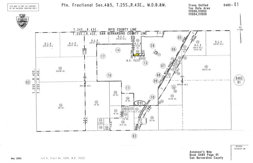 Own your own piece of Southern California in the quiet desert town of Trona! This 0.55-acre parcel on Elm Street offers easy access just off Highway 178 and is located near historic Searles Lake. The lot does not have utilities, but it presents an affordable opportunity to invest in land at an unbeatable price. Trona is known for its striking desert landscapes—so cinematic they’ve been featured in films like Planet of the Apes. Enjoy wide-open skies, peaceful surroundings, and incredible desert mountain views. Only about 25 minutes from Ridgecrest, where you’ll find shopping, dining, and amenities. Perfect for those seeking solitude, investment potential, or a future desert getaway. Contact us today before it's gone!! ****No soils reports, surveys, etc., have been done. Buyer and buyer's agent to verify all information with the city or county for allowable uses and requirements  and rely on their own investigations. **Buyer responsible for checking zoning, utilities, permits and exact property boundaries. ****