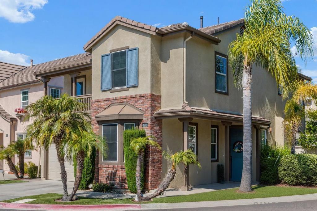 Offering NO MELLO-ROOS —to be fully paid off by the seller at close of escrow —and low HOA dues, this inviting 3-bedroom + den, 3-bath home is tucked into the heart of the beloved 4S Ranch community and situated on a premium corner lot within the gated neighborhood of Garden Gate, part of the acclaimed Poway Unified School District. With 1,862 square feet of well-designed space, it features a flexible layout ideal for a growing family. The enclosed downstairs den with door provides added privacy, located next to a full bath with shower —perfect for a guest suite, multi-generational living, or home office. The open concept kitchen is equipped with granite countertops, stainless steel appliances, ample cabinetry, a butler’s pantry, and a large center island that connects seamlessly to the dining and living areas —ideal for day to day living and entertaining. Upstairs, all 3 bedrooms are positioned for privacy, along with a convenient laundry room located near each bedroom. One of the bedrooms also includes its own private balcony, offering a quiet outdoor space. The private backyard offers a comfortable space for kids to play and host intimate gatherings with friends —perfect for weekend BBQs or after school hang outs. To enhance the outdoor experience, sellers are in the process of installing fresh sod in the backyard, adding a lush and inviting feel. Ideally located just minutes from 4S Ranch Commons, neighborhood parks, dining, and shopping. Don't miss this rare opportunity for long-term savings!