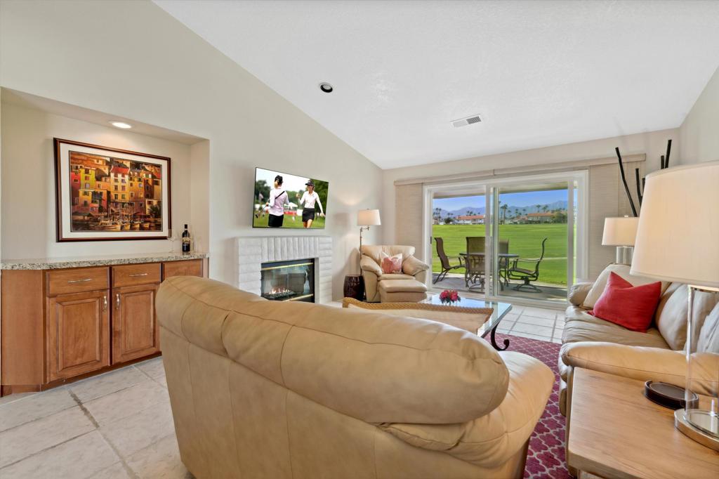 Currently leased 2/1/26 through 4/30/26. All other dates available. Rare, single story unit with nobody above! Vaulted ceilings. Gorgeous panoramic golf course and mountain views. New carpeting in bedrooms. Light and neutral with updated kitchen, stainless appliances. Community pools, spas, fitness, tennis and pickleball. Golf is semi-private. WIFI/cable included. Close to great dining, shopping centers, Acrisure arena for AHL hockey and concerts.