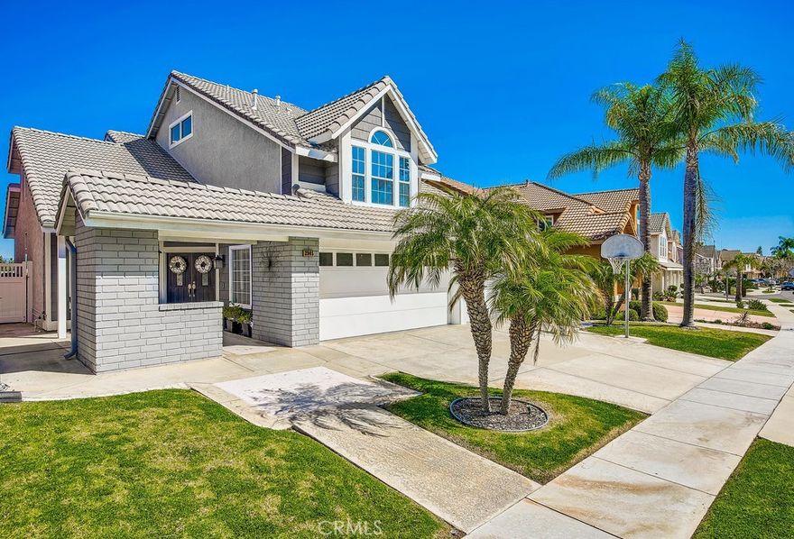 Pride of ownership property, this home has been updated, upgraded and is in perfect move in condition! Formal entry leads you to the living room and adjacent dining room. The kitchen has been upgraded with high end chef grade stainless steel appliances and is open to the family room. From the first and second story there is a panoramic view of the Mountains in the distance! This is a very versatile floorplan with one main floor bedroom and bath with 3 Bedrooms, a landing area (small study area) and 2 more baths at the second level. The backyard is spacious with mood lighting and misters for those beautiful california summer nights!!