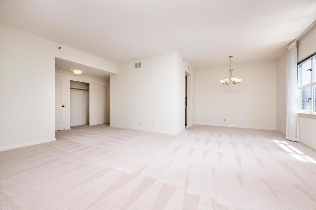 Beautiful 60+ retirement community with first class amenities. This 'F' unit model is approximately 1,283 SQ FT of living space. The bathroom offers tile flooring, a walk in shower stall and bath tub and stackable washer/dryer. The second bathroom has a private juliet balcony overlooking the beautiful fountain courtyard. There is also a larger balcony overlooking Baldwin Avenue. Enjoy a gorgeous view from both balconies. Our Independent Living Community is located near the heart of San Mateo's downtown area, with conveniences to restaurants, shopping and anything else you might need. Our community offers many benefits for our members including 2 restaurants, in-house fitness classes, an indoor swimming pool, off-site activities and scheduled transportation.