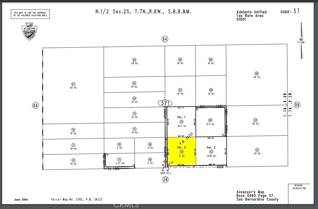 Square corner parcel only 1/2 mile north of city limits of Adelanto. 1.2 miles west of Highway 395. Enjoy the rural lifestyle or a weekend ranch to get away from the crowded city. OHV riding areas and mountains nearby.
Zoning is RL-5(Rural Living-5 ac minimum).
GPS Coordinates: 34.668701,-117.461950
