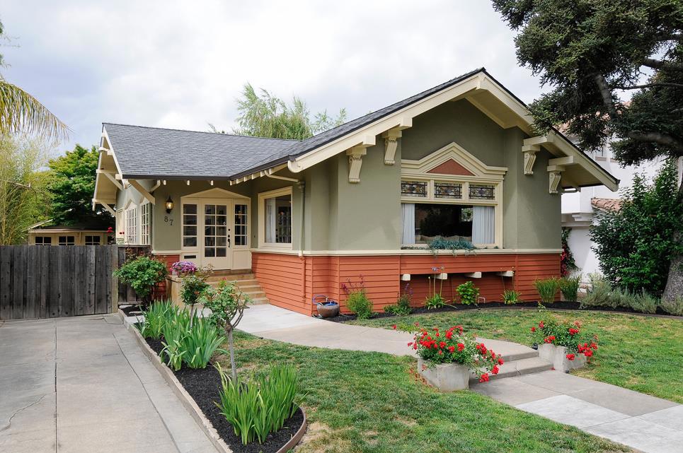 Beautiful Arts & Crafts Bungalow in Naglee Park Neighborhood! Rich character with many original elements and the benefit of thoughtful updates. Extensive fine wood moulding & details throughout. Updated Kitchen w/ marble counters, stainless appliances & adjoining sunny breakfast rm. Formal Din Rm w/ wainscotting, built-in china cabinet & tray ceiling. Spacious Liv Rm w/ stone FP & stained glass windows & banquette seating. Updated bath, enclosed sun porch, large basement & AC. Deep rear yard w/ fruit trees.