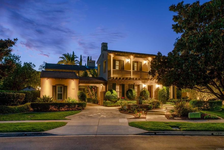 An exceptional residence in the prestigious gated community of Mirasol, just moments from the charm and amenities of Santaluz. Set on over half an acre, this over 5,000 sq ft estate blends timeless design with modern upgrades, creating a private retreat designed for elevated everyday living and seamless entertaining. At the heart of the home is a beautifully remodeled open-concept kitchen and family room, where bi-folding glass doors open to a spectacular covered outdoor living area—complete with fireplace, built-in BBQ, media, ceiling-mounted heaters, and multiple seating and dining spaces for year-round enjoyment. The chef’s kitchen features a massive center island, high-end appliances, and double ovens. Upstairs, the primary suite is a tranquil escape with a spa-style steam shower, soaking tub, and a spacious walk-in closet. Outdoor amenities include a solar-heated saltwater pool and spa, lush mature landscaping, multiple entertaining zones, and a custom putting green by Back Nine Greens. The attached guest casita with a private entrance offers flexibility for long-term guests or multigenerational living. Additional features include an owned solar system, whole-home water filtration and softening, a two-car garage plus separate single-car garage, and location within the award-winning Poway Unified School District.