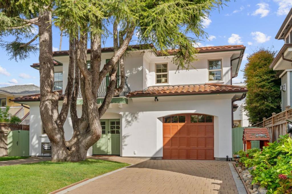 Mediterranean elegance in Santa Cruz's desirable lower Westside. Discover refined coastal living just two blocks from West Cliff Drive. This stunning residence combines modern luxury with quintessential Santa Cruz charm. A majestic Heritage Cedar welcomes you to this gated property featuring a beautifully landscaped front yard. Inside, natural light floods the open floor plan, creating seamless flow between living, dining, and kitchen areas perfect for entertaining or everyday life. The chef's kitchen showcases solid bamboo cabinets, top-of-the-line Thermador stainless steel appliances, built-in microwave drawer, granite counters, pantry, and breakfast bar island. Cozy up by the fireplace while hydronic heated floors provide year-round comfort. Upstairs, the master suite offers a private retreat with walk-in closet, plus two well-proportioned bedrooms and additional bathroom. Outside, enjoy the backyard fire pit and outdoor shower, the ultimate Santa Cruz touch for post-beach or surf sessions. One-car garage plus driveway parking and electric hook-up. Moments from West Cliff's dramatic coastline, and downtown's vibrant scene.
