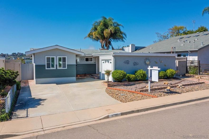 Beautifully updated traditional gem with west-facing canyon views and superb access to beaches, shopping, and dining. This 3 bed, 2 bath home features new paint throughout and a roof overlay with solar panels installed in 2023.  Inside, recent upgrades include new electrical panels, modern ceiling fans with light kits, and a full HVAC overhaul with efficient mini-split units in the living room and 2 of 3 bedrooms. The heart of the home is the expanded kitchen remodel with new cabinetry, plumbing, lighting, flooring, fresh paint, and a wine fridge and new range make it a chef's delight. Additionally, both the hall and primary bathrooms have been tastefully remodeled. Step outside to the very low maintenance, oversized yard where unobstructed west views of the San Clemente canyon unfold before you. And the garage is finished with epoxy floors and drywall. Don't miss this rare opportunity to own a fully modernized classic home in a wonderful Bay Ho neighborhood!
