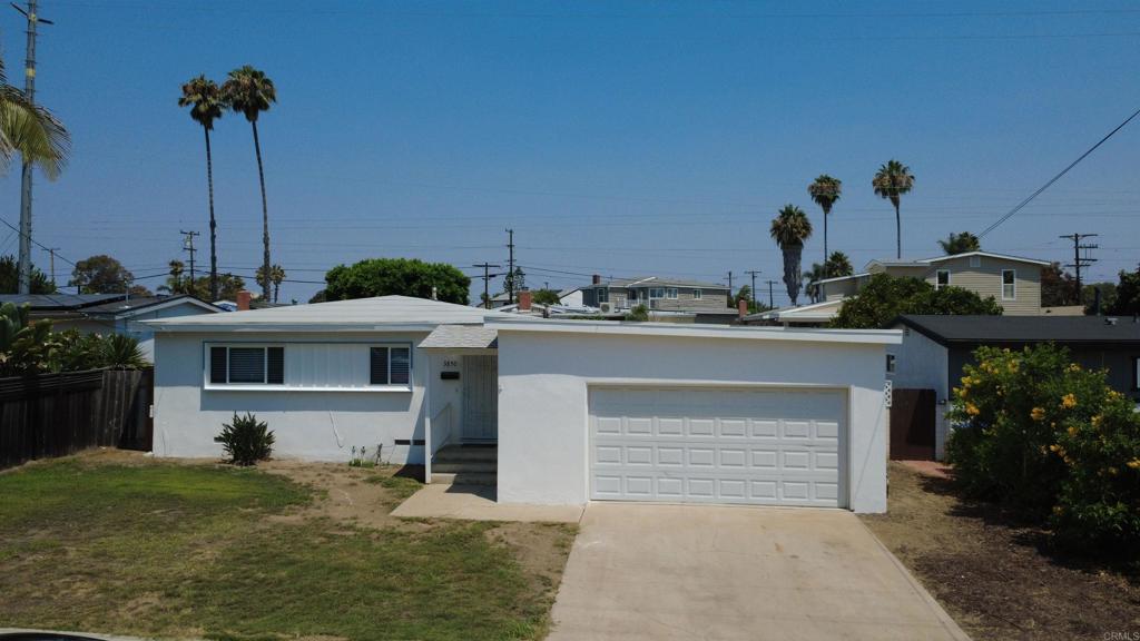 Welcome to 3850 Martha St, a freshly updated 3BD/2BA single-family home tucked on a quiet street in sought-after North Clairemont. The brand-new kitchen shines with quartz countertops, new cabinets, and an electric range/oven—perfect for everyday cooking or entertaining. Inside, enjoy ceiling fans in every room, a hallway storage closet, and a primary suite with dual closets. The attached 2-car garage provides extra flexibility and includes a washer/dryer. Step outside to a large fenced backyard with a storage shed and endless potential for gardening, play, or relaxing. Professional landscaping is included twice monthly at no extra cost. Conveniently located near Whitman Elementary, parks, shopping, and dining. Pets welcome. Rental requirements: minimum 650 credit score and verifiable monthly income of 3x rent or proof of funds. This move-in-ready home combines comfort, function, and location in one great package.