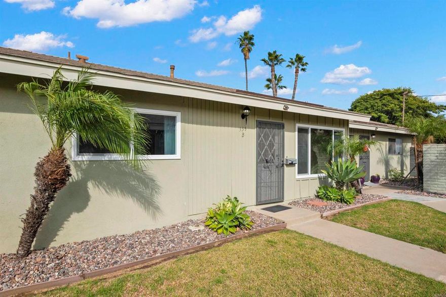 Charming Single Story Condo in Central Chula Vista! Great floor plan with front and back entrance! Private patio with carport that has a roll up garage door and electric garage door opener! 1 parking space too!! Washer/dryer hookups and also a community laundry room.  Newer dual pane windows, water heater and heater.  Enjoy all the amenities this community has to offer!