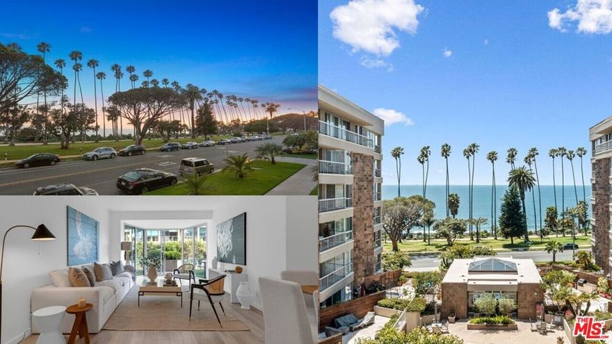 Park Plaza is the premier location to live on Santa Monica's iconic Ocean Avenue. Residence 303S is only one of several units with a HUGE private patio directly accessed by the unit. Upon entry, the foyer guides you to the kitchen, open concept living room & dining area on the right, while the left wing has both bedrooms & bathrooms. The living room features floor-to-ceiling windows & doors that open to an entertainer's dream of a patio.  The expansive resort-like patio has room for both a seating & dining area. The kitchen is equipped with refrigerator/freezer, dishwasher, electric range, oven & laundry closet. The left wing of the unit features a spacious guest bedroom & full bathroom. The primary suite is at the end of the hall & has patio access through a floor to ceiling sliding glass door. Its bathroom features a dual vanity with separate tub and shower. Two enclosed parking spaces & storage area come with this unit. The building was recently retrofitted. Park Plaza offers full-service amenities, including a 24-hour concierge, security, gym, spa, & pool.