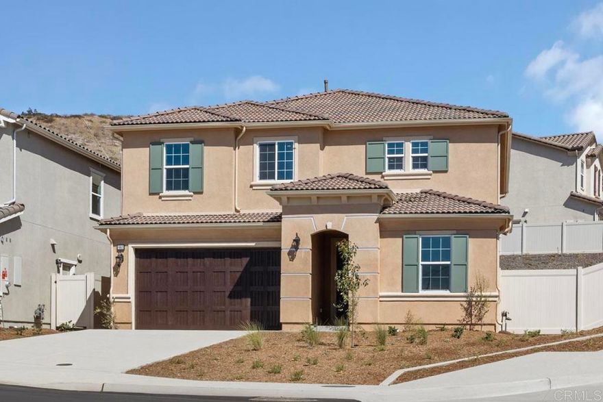 Outstanding Floor Plan-2926 (two-story) Highlights: • Open kitchen overlooking expansive great room • Quartz counters at kitchen, custom tile backsplash and Wolf Appliances • 9-ft. ceilings • Den • Loft • Downstairs bedroom with full bath • Spacious walk-in closet at primary bath  • Two-tone paint-grade open stair rail system • WaterSense labeled faucets • Smart Thermostat • ENERGY STAR certified home (Solar included) Community Highlights: • Solar included in purchase price of homes • Corner Lot, Cul-de-sac location • Surrounded by hiking and mountain biking trails • Short drive to Tri-City Medical Center, Kaiser Permanente® San Marcos and Palomar Medical Center Escondido • Just minutes to Hwy. 78 and I-15 • Zoned for highly regarded San Marcos Unified School District • Convenient to California State University San Marcos and Palomar College • Only 14 Miles to Pacific Ocean and Beaches!