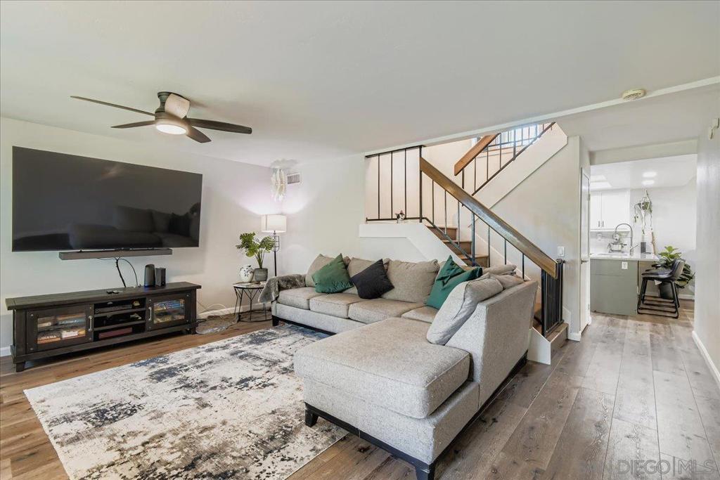 This beautifully updated townhome blends style, comfort, and functionality in the highly desirable Tierrasanta community. Step inside to find a thoughtfully remodeled kitchen and bathrooms, sleek LVP flooring, and a modern open layout with the popcorn ceilings removed for a fresh, contemporary look. Enjoy the convenience of an attached two-car garage with a smart wireless opener, a brand-new water heater, central A/C, and a whole-house fan for year-round comfort. Energy efficiency meets peace and quiet with newly installed double-pane windows, providing excellent insulation and sound reduction throughout the home. The kitchen stands out with refreshed cabinetry, updated hardware, a stylish backsplash, recessed lighting, and recently upgraded countertops and appliances. Two bedrooms feature blackout blinds and custom-built closet organizers for both comfort and function. Step outside to your own private patio, perfect for entertaining or relaxing. Beyond your doorstep, enjoy resort-style community amenities, including a sparkling pool, tennis courts, and a welcoming clubhouse. This home has been carefully maintained and upgraded, offering a true sense of pride of ownership in one of Tierrasanta’s most sought-after neighborhoods.