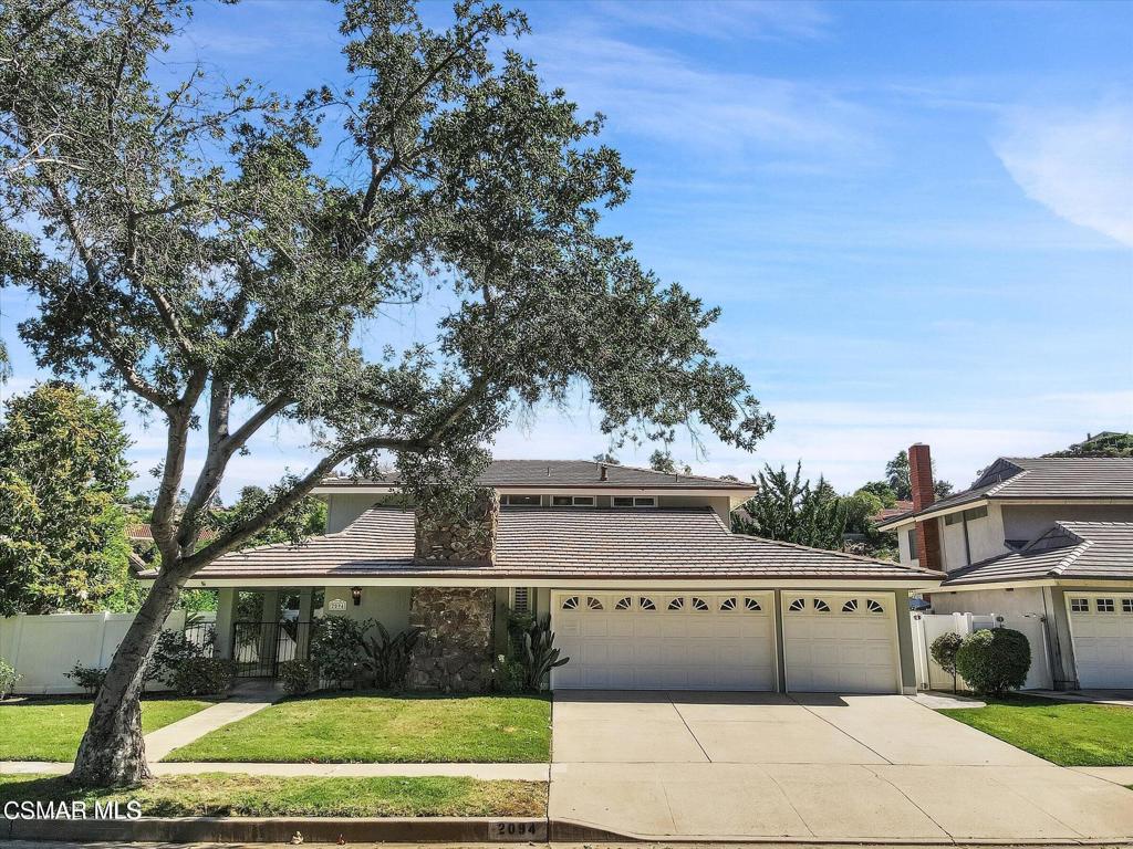 Incredible 4 bedroom pool home in the highly desired Foxmoor Cove tract in beautiful Westlake Village. A private courtyard with brick lined walkway is just the beginning to this stunning home. New interior doors, hardware and beautiful flooring. Large family room with vaulted ceilings, stone fireplace and numerous windows. Spacious family room w/4 panel slider overlooks the beautiful backyard with mountain views, crown molding, plantation shutters and wet bar. Remodeled kitchen is complete with stainless appliances quartz counters and recessed lighting. Remodeled downstairs bathroom with shower. Separate dining room with custom lighting. Upstairs you will find the primary bedroom with recessed lighting, walk in closet and remodeled bathroom. The 3 other spacious bedrooms with recessed lighting and mirrored closet doors. Remodeled upstairs bathroom. The private setting includes large side yard and does not back to another home. The enchanting flat private backyard has a covered patio, brick planters, beautiful plants, fruit trees, grass and newer vinyl fence. Wonderful curb appeal--this professionally landscaped home is located on a long, quiet, cul-de-sac street. Solar, 3 car garage, vinyl fencing, newer dual pane windows and sliders, stamped concrete patio and remodeled front step. Includes refrigerator, washer and dryer.