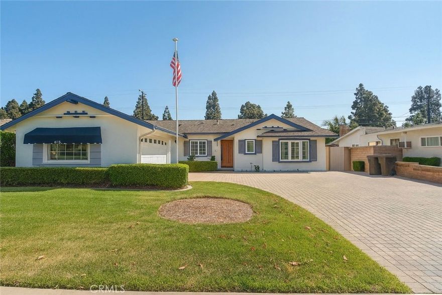Welcome to this beautifully upgraded home in the heart of Fullerton! This charming residence is sure to impress with its thoughtful details, modern upgrades, and inviting atmosphere.



From the moment you arrive, you’ll be greeted by a beautifully manicured front lawn and a distinctive mosaic compass inlay on the driveway that sets this home apart. Step inside to discover a stunningly remodeled kitchen featuring sleek granite countertops, double ovens, a 4-burner cooktop, and a stainless steel dishwasher – the perfect setting for cooking, dining, and entertaining.



This home offers 3 spacious bedrooms, each enhanced with mirrored closet doors for a touch of elegance. The primary bathroom has been thoughtfully redesigned with granite countertops, Travertine accents, and a generous walk-in shower that creates a true spa-like retreat.



The home also features brand new flooring throughout, fresh interior and exterior paint, newly installed window roller shutters, noise-reducing vinyl double-pane windows and sliding door for comfort and efficiency, central air conditioning and heating, and a convenient inside laundry room. For added peace of mind, the owner has also completed termite work.



The family room opens to a serene backyard oasis where you can enjoy your morning coffee or host gatherings. The yard features a covered patio, a tranquil water fountain, and decorative concrete pavers – an ideal space for relaxation and entertainment.



This home perfectly blends comfort, functionality, and style – truly a must-see property!