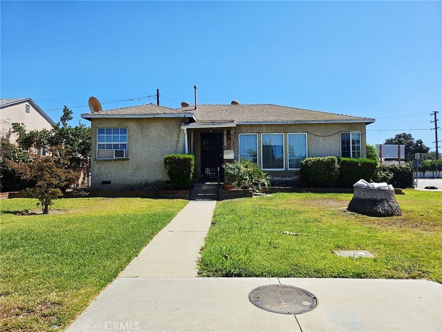 Location! Location! Location!! Nostalgic 1950-ish Pico Rivera home, with a bonus Garage Conversion and a small bathroom with endless potential.  Garage conversion is currently being used as an extra bedroom, but it can be used as an additional family room; an office; for extra storage; or a rental unit as it has its own separate entrance from the backyard.  This home features ceiling fans, AC wall/window units, a covered carport with extra space to park, a front yard and back yard for those family BBQ's and family get-togethers.  This home needs some TLC, but buyer can make it their own style with their own paint and flooring. This single-story corner-lot Pico Rivera home is located near the Pico Rivera Golf Course, Pico Rivera Sports Arena, Parks, Schools, Restaurants, Frwy, and so much more...too many to list. Great residential community - it's a must-see!  Come by and check it out, opportunity awaits!