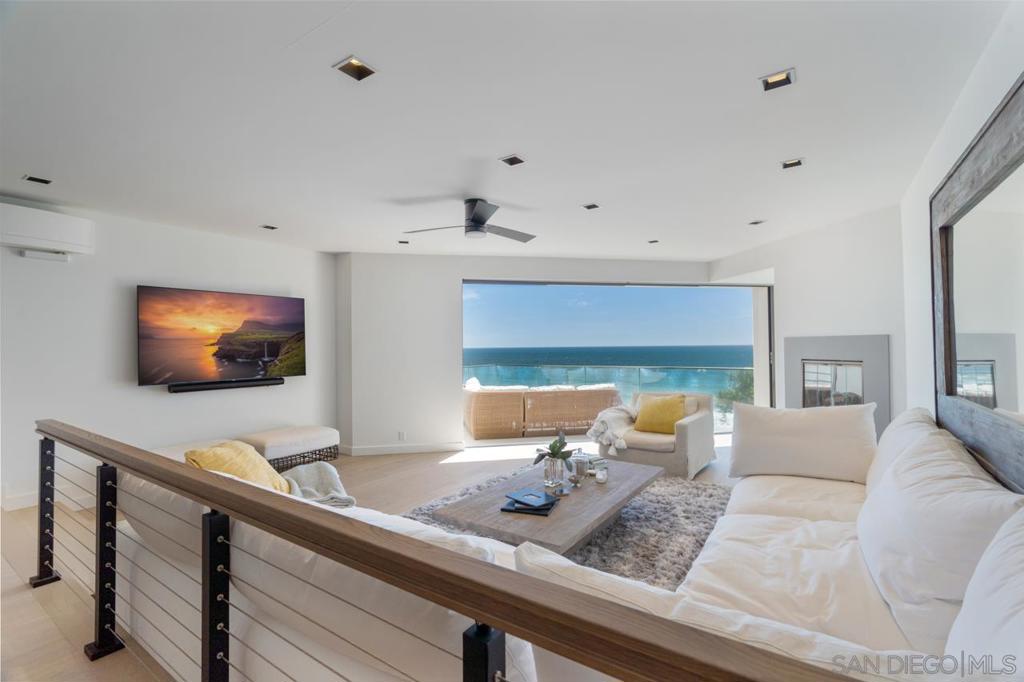 Experience coastal living at its finest in this oceanfront penthouse in charming Solana Beach. Unwind on your balcony overlooking the Pacific Ocean with panoramic views of the surf, sand, surfers, playful dolphins, and breathtaking sunsets. Take leisurely strolls to the nearby beach ramp at Fletcher Cove Park. This expansive, newly upgraded condo boasts spacious rooms, elevated ceilings with views to the ocean, cozy fireplaces, and unparalleled ocean vistas. Embrace the coastal lifestyle in this remarkable residence. Available 9/30