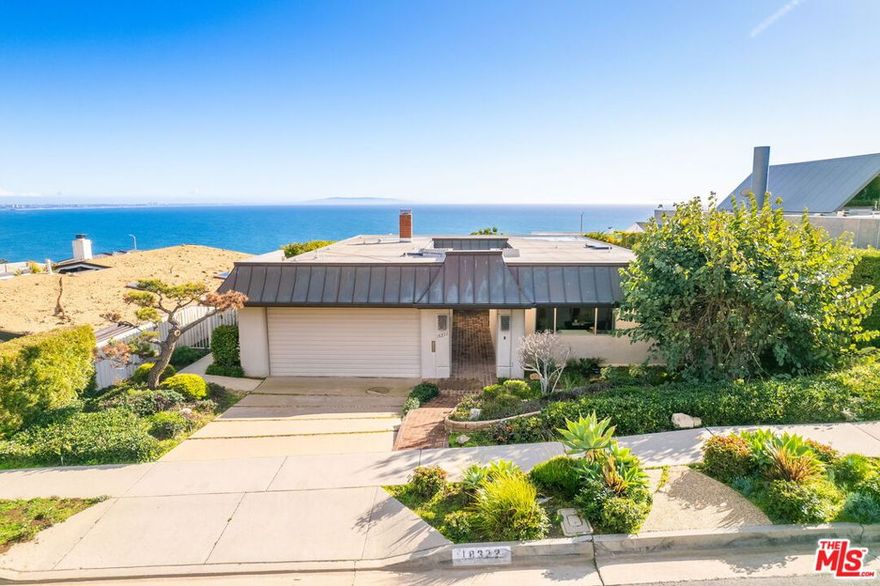 Imagine waking up every day to the breathtaking views of the Queen's necklace and Catalina Island, in a house that is nestled in a quiet family neighborhood with side walks. Panoramic ocean and city views greet you as you enter this exceptional single story, spacious 4 bed, 3 bath residence, which offers luxury coastal living at its best. Walking distance to the sandy beach below, and the local hiking trails of the Santa Monica Mountains, this home offers a peaceful retreat, while remaining close to the vibrant city life of Santa Monica and Pacific Palisades. Through the fleetwood sliding doors, you'll find yourself in an outside oasis with majestic views, an inviting pool, and several seating areas perfect for entertaining. Indulge in the fine dining of Mastro's Ocean Club, or take a short walk to the Getty Villa to immerse yourself in art and magnificent architecture.