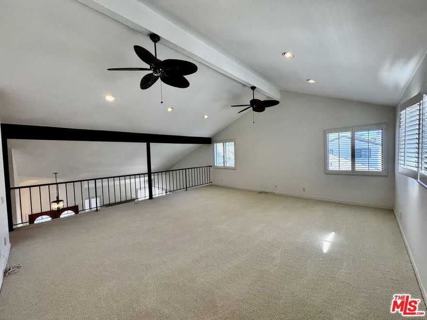 This 4-bedroom, 3-bath residence offers the perfect blend of comfort and functionality.The thoughtfully designed layout includes a guest bedroom upstairs with a full bath, along with a spacious, open flex room with vaulted ceilings. On the main level, the primary suite features dual sinks, a walk-in closet, and abundant natural light. Two additional bedrooms share a full bath with a tub/shower combination. A spacious dining room and a cozy breakfast area and small den sit just off the kitchen, perfect for gatherings and everyday living.The living room impresses with vaulted ceilings, creating an airy and open feel. Storage is a standout, with a generous primary walk-in closet, full linen closet and laundry room, built-ins, and ample storage throughout. Includes central heating and A/C. Attached 2-car garage is entered from a short paseo (alley).