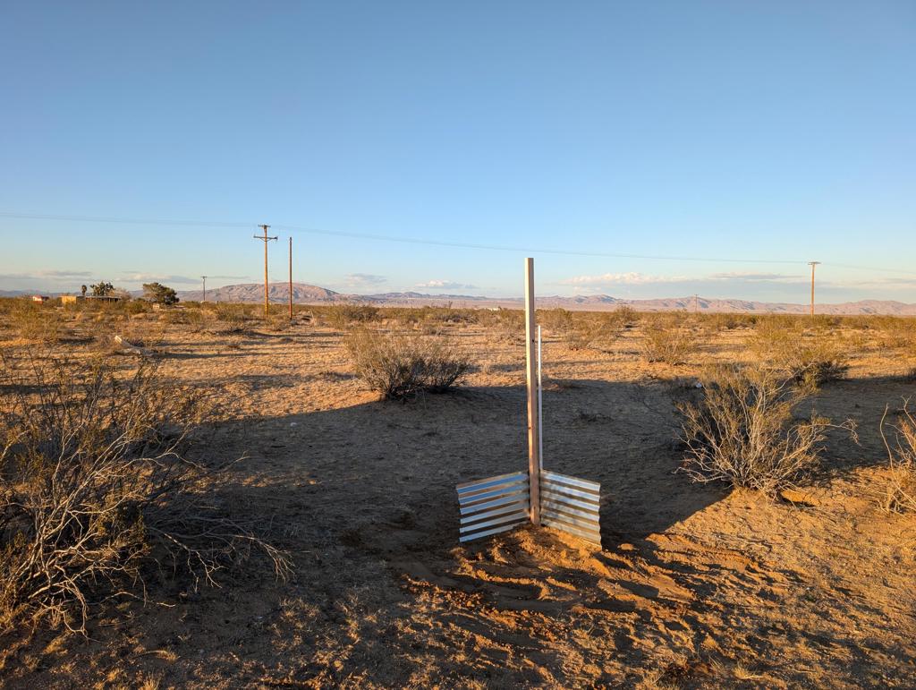 Starry Nights and Sunsets, early morning Sunrise. This is a desert paradise property waiting for you to bring your imagination and creativity. Survey completed and corners marked. Water in street and power on Reche Rd. Quiet and peaceful tranquility. Endless views just waiting for you.