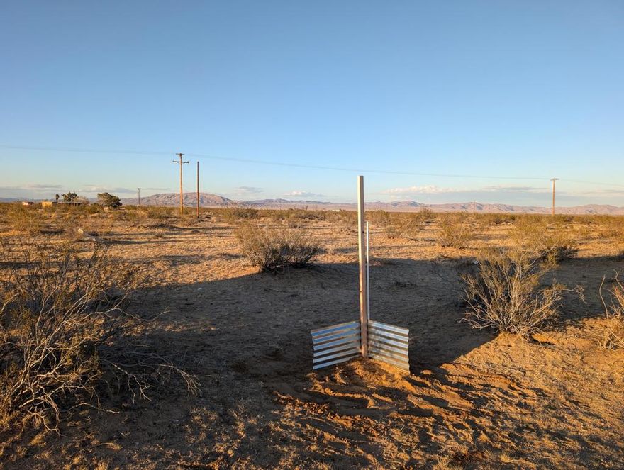 Starry Nights and Sunsets, early morning Sunrise. This is a desert paradise property waiting for you to bring your imagination and creativity. Survey completed and corners marked. Water in street and power on Reche Rd. Quiet and peaceful tranquility. Endless views just waiting for you.