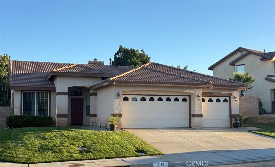 Discover the charm of this stunning West Palmdale corner lot home! This meticulously maintained single-story residence offers three spacious bedrooms, two baths, and 1,785 square feet of comfort on a generous 9,200 square foot lot. Enjoy the formal living and dining area with carpet and crown molding, and cozy up by the fireplace in the family room.

The gourmet kitchen features granite countertops, stainless steel appliances, and a breakfast bar. The main suite boasts a walk-in closet and a luxurious master bath with a dual vanity and a standalone tub. Relax in the tranquil backyard with a covered patio and beautiful landscaping. With a 3-car garage and a prime location near Rancho Vista Golf Club, parks, shopping, and dining, this home blends comfort and convenience perfectly. Don’t miss out—schedule your appointment today!