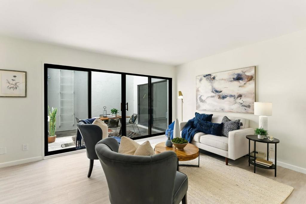 Live in a secure, gated complex with beautiful outdoor spaces and resort-style amenities designed for relaxation and convenience. Discover the ideal blend of privacy, style, and convenience in this beautifully updated bottom- floor condo at The Gardens in San Mateo. Offering a great location in the complex, this home is full of natural light thanks to an outdoor atrium and has a variety of newly installed appliances and fixtures including a newer range, refrigerator, dishwasher, lights, flooring and paint. The Gardens community offers fantastic amenities including both indoor and outdoor pools, a spa, fitness center, clubhouse, and more everything you need for relaxation and recreation. The home is just minutes from major employers in both Bioscience and Technology and more. It offers easy access to highways 92, 101, and 280, Caltrain, and is just moments away from Hillsdale Shopping Center, the public library, and downtown San Mateo. Enjoy being located within the highly rated Aragon High School district (buyer to verify) and very close to top private schools including The Carey School and Serra High School. The home includes a private storage room and one assigned covered parking space as well as one unassigned space for those with two vehicles. Come see your new home today.