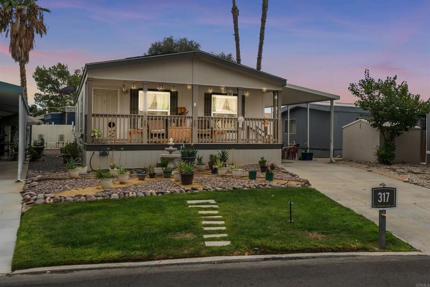 Welcome to this beautiful 55+ community, located in San Jacinto CA,  Country Lake Community.  * Has Solar panels. This sweet 2018 2/2 + den (family room, office/3rd bedroom for additional family or friends) with a large laundry room and folding center. This is 1397sq.ft. with an open floor plan. It has an  amazing open floor plan features a large kitchen  includes all appliances, side-by-side Whirlpool refrigerator, full gas range with overhead microwave, dishwasher, and granite countertops. The kitchen also boasts an enormous breakfast bar and ample storage. Oak-aged linoleum flooring. The dining area and living room shows an open floor plan. A generously sized master bedroom. This home is landscaped with an irrigation system, oversized driveway, and two sheds/workshops at the rear. Additional guest parking and mailbox. This home offers location and lifestyle ideal for retirement years.  Country Lake offers a pet-friendly community with a lake, fishing, hiking, biking, community swimming in the pool, street lights and walking paths. A must-see! *