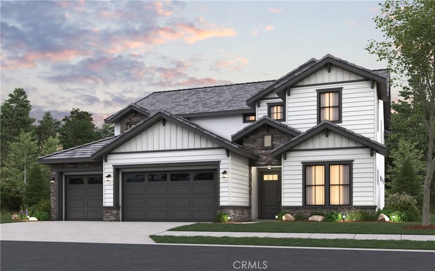 Where Your Dream Farmhouse Style Home Comes to Life in a peaceful cul-de-sac @ Wildwood Estates, Lot 19 isn’t just a parcel of land—it’s the beginning of something extraordinary. A half-acre+ lot a beautifully designed 3,849 SQFT home is about to take shape. You’ll be welcomed by the open skies over the mountains, & a neighborhood that feels miles away from city noise—but just minutes from every convenience. The entryway stretches long & elegant, that leads you through tall decorative doors & into a space flooded w/ natural light. A formal dining room for holiday meals & Sunday dinners, w/ swinging galley doors to a butler’s pantry & walk-in storage. Step further into the heart of the home: the open-concept kitchen & great room. Oversized quartz island, custom cabinetry in the finish of your choice. Space is built for entertaining—w/ a 48” professional-grade range & double ovens, a 40” built-in refrigerator, wall oven, microwave, & even a commercial vented hood. You’re not just cooking here; you’re hosting, gathering, & living. Beyond the kitchen, wide glass sliders open to a covered rear patio—perfect for California’s indoor-outdoor lifestyle. Imagine dinner al fresco under soft string lights or morning coffee w/ views of the San Bernardino mountains. When the day winds down, you retreat to your downstairs primary suite w/ a sliding barn door that opens to a bathroom designed like a private spa. A deep Roman tub, an oversized walk-in shower w/ bench seating & optional rain head, & walls lined w/ designer tile create a daily escape. Your wraparound walk-in closet is generous & built for both utility & indulgence. Upstairs, you’ll find four spacious bedrooms & a large bonus/teen room—perfect for a game room, home theater, or creative studio. The subfloors & staircase have been thoughtfully upgraded for sound insulation, so even a house full of activity feels serene. This home doesn’t just look good—it lives smart: Owned solar panels, Dual-pane windows, fully insulated attic (top & bottom), 7¼” baseboards, No HOA, RV-potential accessible side yard w/clean-out, Vinyl privacy fencing around a backyard big enough for a pool, ADU, or workshop. The best part? There’s still time to choose your finishes. From countertops to flooring, paint colors to cabinetry—you can personalize every inch to fit your vision. Photos & Virtual rendering shown are of the model home & not subject property.