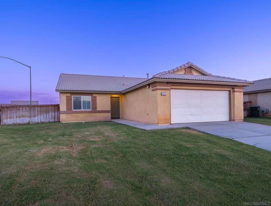 Beautiful & Spacious 4-Bedroom Home in Prime Calexico Location.   Welcome to this inviting and spacious four-bedroom home featuring vaulted ceilings, a two-car garage, and a generously sized backyard—perfect for relaxing or entertaining. The expansive primary suite includes a walk-in closet and a dual-sink bathroom, offering comfort and convenience.  Located in a safe and quiet neighborhood, this home is just five minutes from San Diego State University–Imperial Valley, the Calexico School District, and Gran Plaza Outlets. Ideal for families, professionals, or anyone seeking space, privacy, and accessibility in one of Calexico’s most desirable areas.  Situated in a corner lot. Surrounded by beautiful homes.