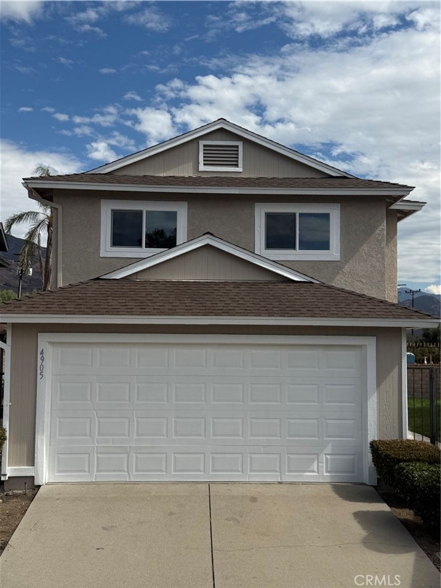 Beautifully updated 4 bed, 2.5 bath home in desirable North San Bernardino! This move-in ready property features a remodeled kitchen with quartz countertops, stainless steel appliances, and dark cabinetry. Bathrooms are fully upgraded with modern finishes. Enjoy premium wood flooring, new windows, fresh interior and exterior paint, and central HVAC. Low-maintenance yard with attached 2-car garage. Community offers a sparkling pool, picnic area, and well-kept grounds. Conveniently located near Cal State San Bernardino, freeways, parks, and shopping. Turnkey and ready to move in!