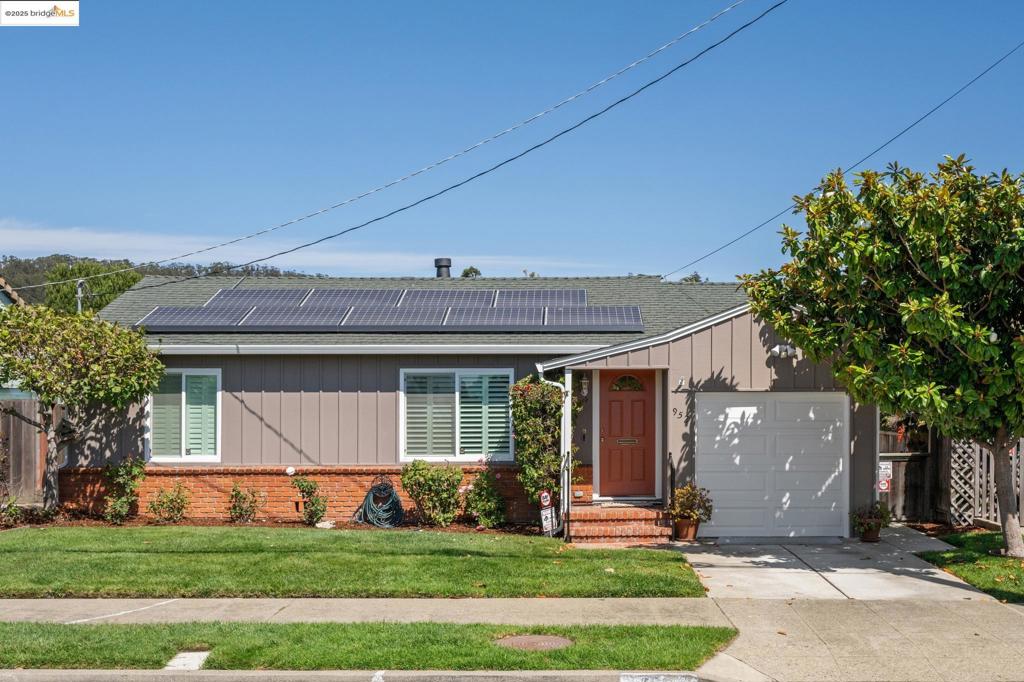 New listing! An East Richmond charmer with added Great Room, a long list of modern amenities and a huge fabulous backyard! You’ll find 2 bedrooms -one with a closeted office, a front-facing den or sitting room, a beautifully remodeled tile bathroom with an awesome shower, and a sunny kitchen with gas stove, upgraded cabinets & breakfast counter… PLUS central heat and a/c, seller-owned solar panels, dual pane windows, laminate floors, and Plantation shutters thru-out. You’ll live and entertain in the “Great Room” - an open Living-Dining combo with brick fireplace & closeted area for desk & gaming computer. Glass doors lead to the adjoining dining patio and beyond where a backyard oasis awaits…a manicured lawn, pathways with inviting seating amid blooming plantings, a pergola with outdoor living room and dining area, and a gorgeous garden with several trees including Ornamental plum, Maples, Crepe Myrtle & Lemon. The yard is truly a gardener’s delight & an entertainer’s dream- fully fenced and sprinklered -envision lovely outdoor parties & casual barbeques. Storage abounds in home's attic, shed & attached garage. Easy commute access &beautiful Alvarado & Wildcat Canyon Regional Parks are just blocks away w/ hiking trails, picnic & more.