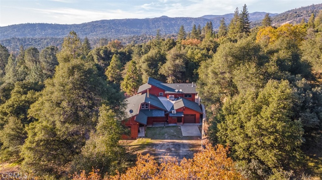 Custom mountain home with an extra parcel! Turn key home comes fully furnished and is ready to use as an Air B&B! This retreat home is set among tall Pines and Cedars to give the vacation feel from every view window! Beautiful details everywhere! The 2 story living room has a fireplace, open loft and windows galore, the spacious dining room offers another fireplace! The kitchen has Granite counters, stunning tile back splash and gorgeous cabinets! Primary suite is a dream come true with a large walk-in closet and an attached bath to drool over with a relaxing soaking tub sitting in front of the propane fireplace and a separate shower! Every window offers great views but the best view is from the huge deck that is great for entertaining! Lovingly cared for with new bedroom and bath that would make a great mother-in-law quarters and includes a Dankin Inverter heat/air system, back-up generator, water softener and security systems. Huge 4 car garage with drive thru bay! Good well for the house and neighboring 1.13+/- acre parcel! Excellent location-minutes to Bass Lake and Yosemite! Great vacation rental!