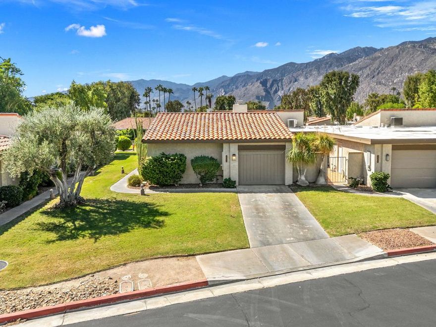 Rarely available 3-bedroom condo in the desirable central Palm Springs community of Sunrise Racquet Club, blending original architectural details with thoughtful updates. This home showcases one of the original model floor plans with its signature atrium, classic wet bar, and fireplace, while featuring modern enhancements. Some of the recent upgrades include fresh paint, brand new quartz bathroom counters, an upgraded fireplace, brand-new fans and fixtures, and a whole-house water softener. The spacious layout captures stunning mountain views from the kitchen and living room windows, creating a dramatic desert backdrop, while the private back patio is perfect for barbecues, relaxing, and entertaining. Residents enjoy resort-style amenities with 6 pools and spas, tennis courts, racquetball, and pickleball. An attached garage adds everyday convenience. The community's 14-day rental allowance provides excellent income potential, making this a rare opportunity for full-time living, a vacation retreat, or an investment property in the heart of Palm Springs. All of this in a very central location--just minutes to downtown, the casinos, restaurants, shopping, and nightlife.