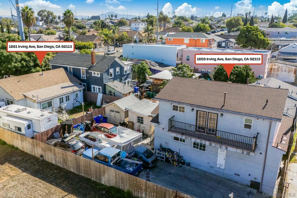 Incredible opportunity to own 2 separate homes on one lot in the heart of San Diego. Perfect for owner-occupants, VA loan buyers, multigenerational living, or investors/ developers. 1859–1861 Irving Ave features two spacious units totaling 2,539 sqft. The front home (1861) offers 2 beds and 1 bath (approx. 1,000 sqft), while the back home (1859) features 3 beds and 2.5 baths (approx. 1,539 sqft) with convenient back alley access. Both homes have private yards and ample parking, ideal for larger households or tenants. Live in one home and rent the other, or lease both for strong cash flow. This property is part of San Diego’s Complete Communities Program, Tier 3, with a 6.5x FAR and the potential to build 50+ units. Centrally located just minutes to Downtown, freeways, and local amenities. A rare and versatile property offering immediate income and long-term development upside.