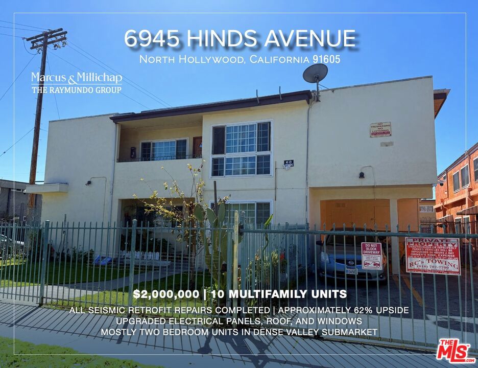 Constructed in 1963, the property sits on a corner lot and contains mostly two-bedroom units. A new investor may be able to add significant value to the asset as current rents sit well below those of similar neighboring properties. With approximately 62% rent upside, the investment provides a long runway for future income growth. Fortunately for a new investor, the property's expensive seismic retrofit repairs have already been completed (Buyer to verify). The building also features upgraded electrical panels, vinyl windows, and an upgraded roof, helping the owner to save on maintenance, utility, and insurance costs. There is on-site parking for 12 vehicles, while the laundry facilities provide a supplemental income stream for the owner. Located near the intersection of Laurel Canyon Boulevard and Vanowen Street, the property allows tenants convenient access to the 5 and 170 Freeways. The recently constructed NOHO West shopping center sits just one mile from the property, offering a convenient shopping and dining destination for residents. In addition to the Trader Joe's, Nordstrom Rack, LA Fitness, and Regal Cinemas featured in that center, the local neighborhood also includes Costco, Home Depot, and Target.