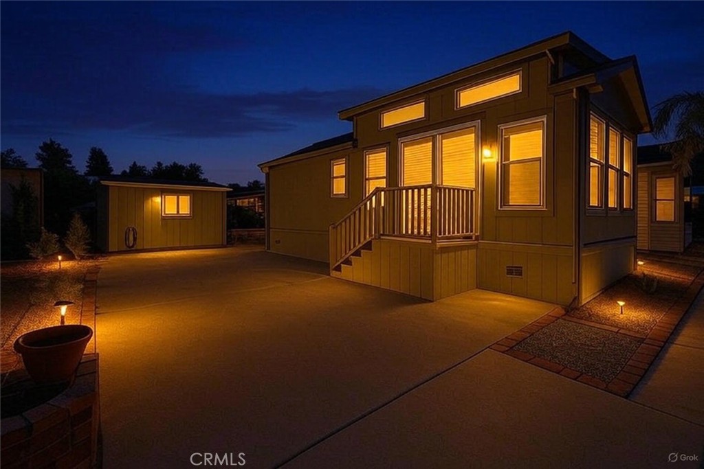 Great Investor Opportunity-Welcome to this beautifully crafted, spacious 1 bed, 1 bath park model home where you own the land—a rare find in the highly sought-after Heritage Ranch 55+ gated community. Built in 2023 by Athens, this turnkey "Park Model" home combines modern design with comfort and convenience. Inside, you'll find luxurious Congoleum Vinyl flooring, plush carpet in the bedroom, quartz countertops, stainless steel appliances, and upgraded cabinetry that elevate the space. The spacious bathroom features a sleek walk-in shower, while the open layout and "High Ceilings" offer an abundance of natural light throughout. Practical touches include a refrigerator, dishwasher, window and slider coverings, mini split Heating/AC Unit, Built-In Propane Furnace, Electric Water Heater, and dedicated space for a stackable washer and dryer—and a large Storage Shed made of similar materials as the home, making this home truly move-in ready. Step outside and discover everything Heritage Ranch has to offer. This welcoming community features a clubhouse with a cozy conversation area and fireplace, billiard room, game room, and library, perfect for socializing or relaxing. Host events in the banquet area, unwind in the jacuzzi room, enjoy the sparkling pool, or challenge friends to a match at the horseshoe pits. Best of all, the low $218/month HOA fee includes water, trash, and sewer, making this home not only inviting but also incredibly affordable. Come experience the perfect blend of private homeownership and resort-style amenities—Heritage Ranch is waiting to welcome you home.