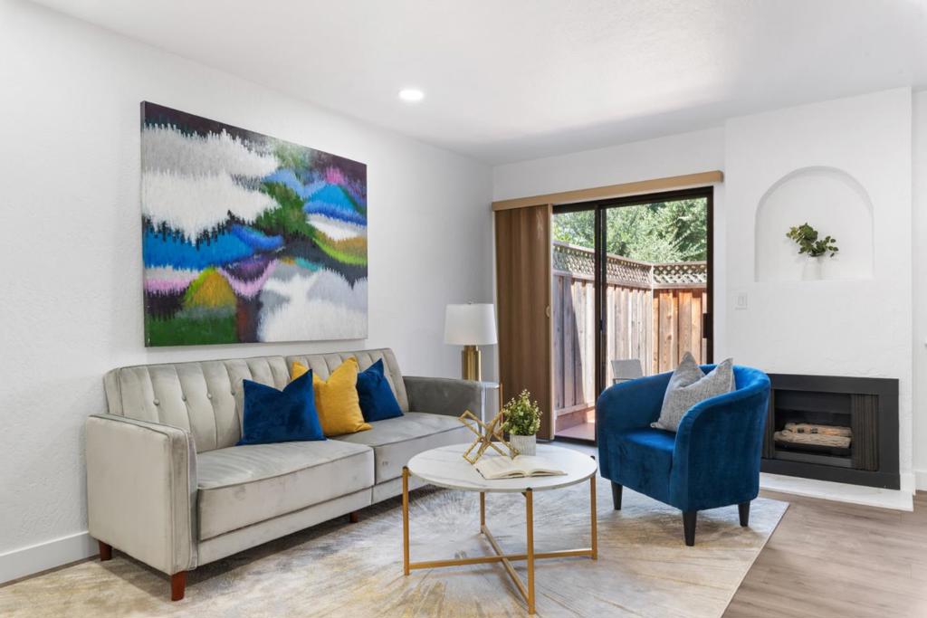 With 1,134 sq. ft. of thoughtfully designed living space, this residence blends modern upgrades with timeless charm. The remodeled kitchen showcases sleek quartz countertops, an electric cooktop, dishwasher, refrigerator, and ample cabinetry for effortless organization. Elegant flooring flows throughout, complementing the cozy fireplace in the inviting family room. Step outside to a private patio, ideal for relaxing or entertaining. The attached one-car garage includes convenient storage. Take advantage of the nearby community green space and pool, or enjoy a short stroll to vibrant Downtown Campbell, featuring a weekly Farmers Market, boutique shopping, dining, and scenic nature trails. With easy access to major commute routes, everything you need is within reach.