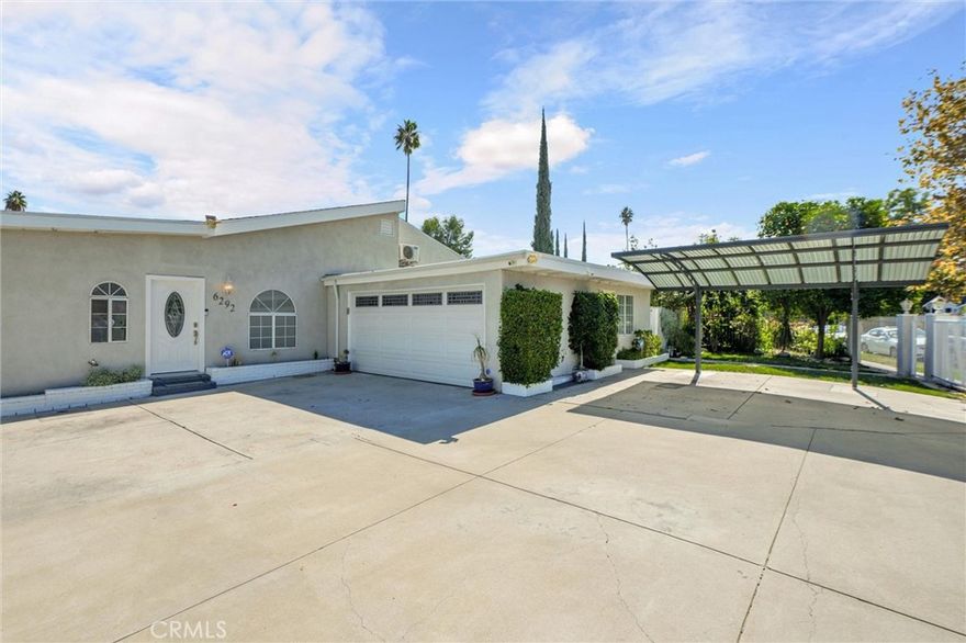 This property has been tastefully updated both before Seller bought and over the past few years. Seller completely renovated the back yard pool and spa items.  New pool/spa equipt. as well as new gas line.  Beautiful decor adorns the pool bottom.  You will have your own personal "mermaid" and turtle tiles incorporated into the new pool tile work. All done by permit!  The Seller also put on a new roof above the kitchen (torch replacing improper composition shingle material).  The garage is presently used for storage, however it is finished so it is flexible enough to be a bedroom.  There is a combination A/C/Heat wall unit keeping it comfortable all year long.  There is the laundry room and 3/4 bath located off of the hallway entrance to the garage.  Relatively new electric dryer and washer are staying as are all the kitchen appliances(including extra refrigerator in the garage).  The living room has power shades enabling natural light when you want it and closed when you don't.  The Seller has spent well over $135K in upgrades in the past few years.  The property is move-in ready! Rarely does a property come up that offers you the opportunity to take over immediately without having to make repairs or updates. Property is located close to the Orange bus line so this property offers a convenient access tool for commuting if you want to use it.