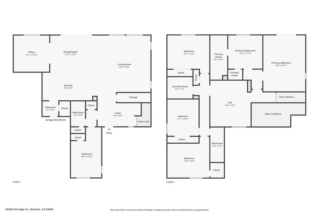 This beautifully upgraded 2021-built home offers 5 bedrooms, 3 baths, a downstairs office, and a large upstairs loft across 3,400 sqft. Located on a premium corner lot at the end of a cul-de-sac, with turf landscaping, a custom walkway, and 3-car tandem garage with EV charger. Open floor plan features high ceilings, luxury vinyl plank flooring, and a spacious Great Room with dual sliders and shiplap accent wall. The gourmet kitchen boasts granite counters, stainless steel appliances, grey cabinetry, a walk-in pantry, large island, and pendant lighting. Main floor includes a bedroom and full bath. Upstairs offers a large loft with custom built-ins, laundry room, 3 secondary bedrooms, and a luxurious primary suite with walk-in shower and dual vanities. Backyard includes Aluma wood patio cover, turf, and concrete hardscape. Resort-style community amenities include pools, spa, courts, trails, skate park, clubhouse, and schools nearby. Easy access to the 15 & 215 freeways and local shopping.