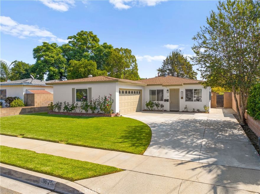 Move-in ready 3-bedroom, 2-bath home in Baldwin Park perfectly situated close to Downtown. Home features dual-pane windows, copper plumbing, updated electrical panel (200 amp, 240v/120v), updated vinyl flooring throughout the home, updated water heater, restuccoed and freshly painted exterior, rewired back flood lights, a new 13’x23’ concrete slab in the backyard, and concrete drainage added to the garage back door. The expansive driveway provides convenience and accommodates multiple vehicles comfortably. Enjoy a large yard, covered patio, and block wall on all three sides. ADDITIONAL BONUS FEATURE: a finished 10’x10’ Tuff-Shed with city-permitted electrical and subpanel and mini-split unit to keep it fresh,  perfect for an office or workshop. The living room and dining room flow seamlessly to welcome family time! The galley kitchen offers plenty of counter space, and the laundry room is perfectly situated next to the kitchen for convenience. Home is walking distance to Vineland Elementary School and conveniently located near additional schools, restaurants, and 10/605/210 freeways. Ready to welcome its new family!Thank you for touring!