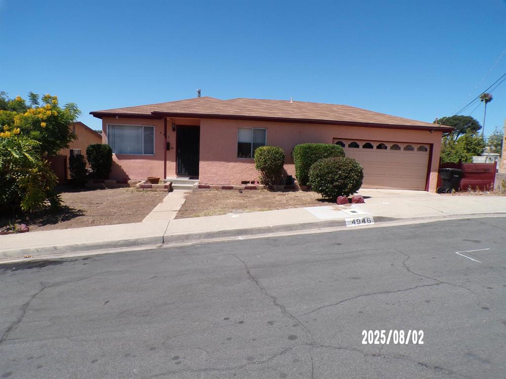 One of the lowest priced 3 BR/ 2BA in San Diego. There is a wonderful view from the back yard. This home will require a homeowner's touch. Open the windows and the sunlight will appear. The kitchen has a convenient way about it. The garage access is through the kitchen for easy unloading of groceries. The washer/dryer is just inside the garage for comfortable usage. The hall bathroom is ready to go. The master bath gives a special privacy. The property is located with convenient access to State 94 which is just an exit or 2 from highway 805. There is plenty of shopping in either direction within a mile or two. This house has plenty of potential and it is located on a private street. Do not miss the opportunity for a buyer with a little bit of imagination!!