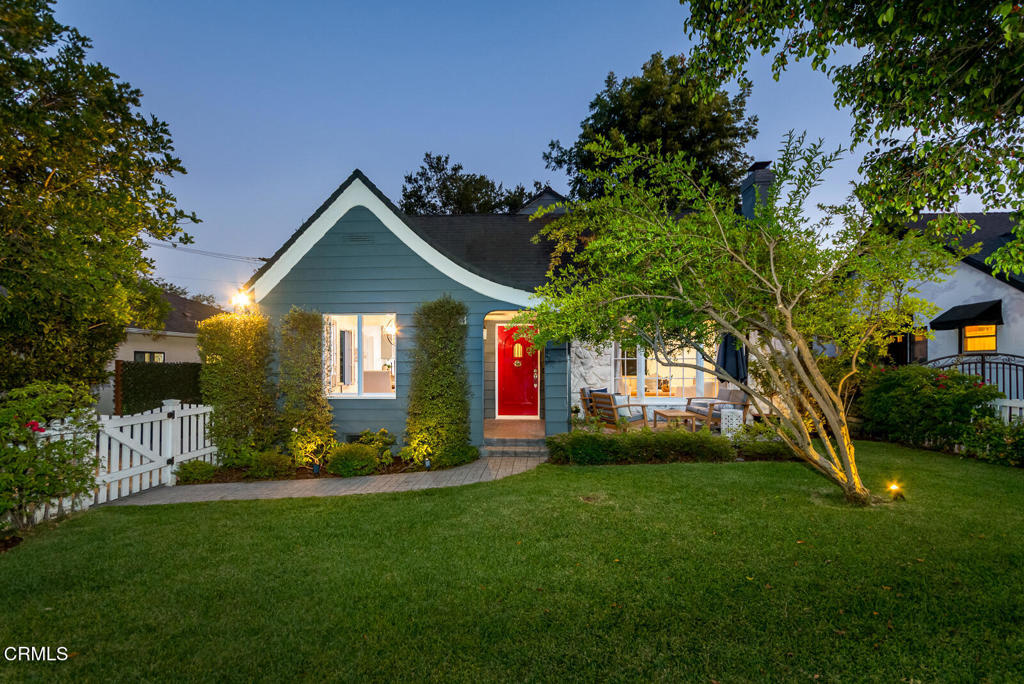 Prepare to fall in love with this beautiful English Cottage in the highly sought-after Brigden Ranch neighborhood of Pasadena. The current owners have meticulously upgraded and revitalized this property over the last six years to bring it to its pristine, turnkey condition for the next owners to enjoy! A white picket fence, welcoming patio, and vibrant pomegranate tree invite you to admire the glistening hardwood floors, abundant natural light, and wonderful floor plan inside. The living room showcases original details including a coved ceiling, charming gas fireplace with original inlaid wood flooring, and large picture window, and flows effortlessly into the dining room and kitchen. The up-to-date kitchen features quartz counters, cast-iron farm sink, new appliances, and custom tile work, along with a revamped laundry/mud room. Two well-sized bedrooms - one an en suite - and a second large hall bath complete the first floor. Upstairs, the primary bedroom offers three closets and a gorgeous new bath with marble dual vanity, and an oversized custom-tiled shower. The professionally-landscaped backyard is a private oasis itself, with a towering oak tree shading a generous yard of artificial turf, surrounded by drought-tolerant plants, mature orange and lemon trees, and passion fruit vines. A two-car garage provides abundant storage and could be a perfect spot for a home office or workout space. The home mixes timeless charm with state-of-the-art amenities such as a Wi-Fi-controlled thermostat, sprinklers, security camera, and garage door. A wonderful home located in a great neighborhood!